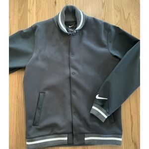 Nike Letterman Varsity Jacket Anthracite Gray DJ5971-060 Men's Size M